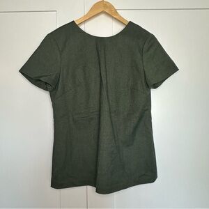 Banana Republic Green Bow Tie Top Blouse shirt small work business casual dressy